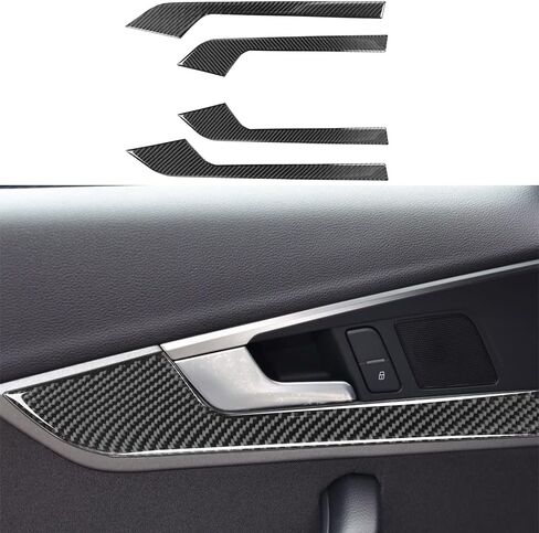 Carbon Fiber Interior Accessories Decorative Cover Trim Sticker Fit for Audi A4 B9 2017-2019 (Glove Box Switch Sticker LHD) in Kuwait