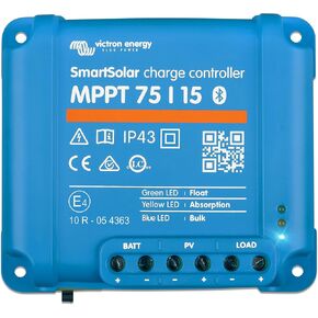 Victron Energy SmartSolar MPPT Solar Charge Controller (Bluetooth) - Charge Controllers for Solar Panels - 75V, 15 amp, 12/24-Volt