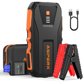 ASPERX Jump Starter, 3000A Car Battery Jump Starter, Battery Pack(Up to 10.0L Gas or 8.0L Diesel Engine), 12V Battery Booster Jump Starter with Carry Bag Jumper Cables, LED Light