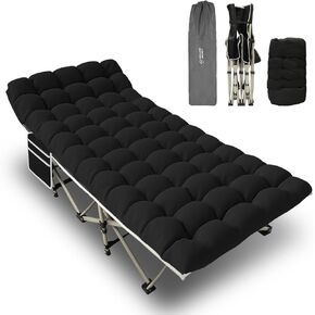 YELLOW JACKET Folding Camping Cot for Adults Adjustable 5-Position Portable Sleeping Cot Bed with Pillow and Removable Mattress Reclining Foldable Camp Cots for Outdoor,Home,Beach,Patio,Grey