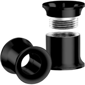 Gauges for Ears, Internally Threaded Stainless Steel Black Double Flared Tunnel Piercing Jewelry Stretcher Ear Plug Earring Lobe Tunnel for Men Women