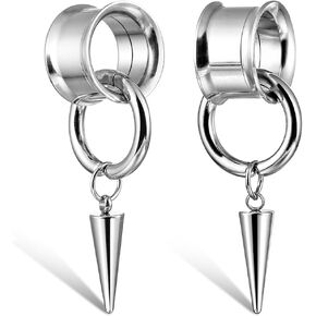 2 PCS Ear Gauges Classic Horn with Tip Taper for Stretched Ears Hypoallergenic 316 Stainless Steel Ear cuff Tunels plugs 00G 8mm-16mm(0G-5/8'') Body Piercing Jewelry