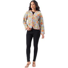 Handmade Quilted Cotton Reversible Lightweight Jacket, Stylish Women's Coat Christmas Gift