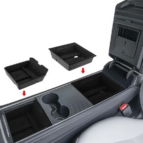 2025 5PCS Center Console Organizer for Tesla Model 3 Highland 2024 2025 Center Console Orgainzer Storage Tray Armrest Hidden Orgainzer and Cup Mats for Model 3 Accessories