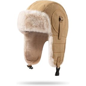 Clakllie Winter Trapper Hats Windproof Aviator Trooper Hat Faux Fur Ushanka Russian Hats Outdoor Warmer Skiing Hunting Cap