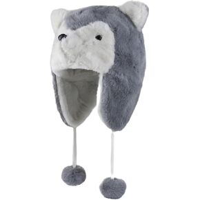 PURFUN Funny 3D Husky Trapper Hats Men Women Dog Puppy Full Hood Hats Winter Warm Faux Fur Hunting Cycling Ski Earflap Hats