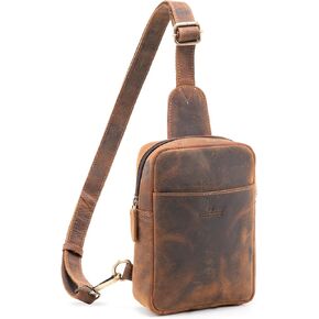 Handmade World Genuine Leather Small Sling Bag 'The Slingy' Crossbody Fanny Chest Bag For Explore Travel Adventure