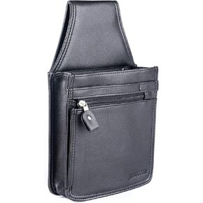 Server Side Pouch - Faux Leather Utility Apron Belt for Cash & Coins - Waitress or Waiter Bag for Money and Organizer - Black
