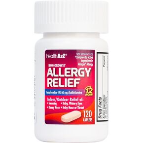 HealthA2Z® Fexofenadine Hydrochloride 60mg | 12-Hour Antihistamine for Allergy Relief | Non-Drowsy (200 Counts (Pack of 1))