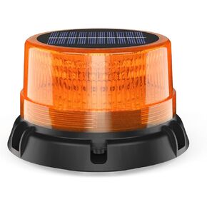 AnTom Wireless Strobe Light, Solar LED Beacon Light Amber Warning Lights with Strong Magnetic Base, Waterproof Rechargeable Rotating Strobe Lights for Working Vehicle