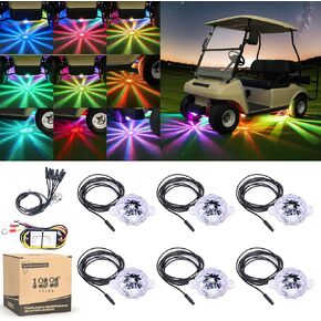 10L0L Golf Cart Underglow LED Light Kits -6 Pods Neon Underbody LED Lights Universal for Yamaha EZGO Club Car(12V~48V), IP67 Waterproof with DC Converter