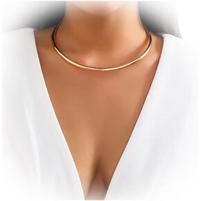 Simple Metal Collar Necklace Open Round Clavicle Chain Summer Beach Body Chain Jewelry Festival Statement Collar Choker Necklace for Women