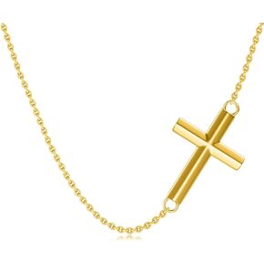MRENITE Solid 14k Yellow Gold Egyptian Ankh Cross/Simple Cross/Infinity Sideway Necklace Religious Layered Cross Choker for Women Jewelry Gift Christmas