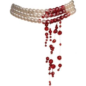 Dripping Blood Choker Imitation Pearls Necklace Vampire Party Accessory Marie Antoinette Costume