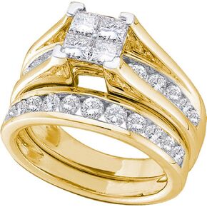 Sonia Jewels 10k Yellow Gold Princess Cut Diamond Bridal Wedding Engagement Ring Band Set (1/2 Cttw)