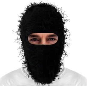 Distressed Balaclava Ski Mask Knitted Full Face Windproof Winter Premium Yeat Ski Mask for Men Women Cream