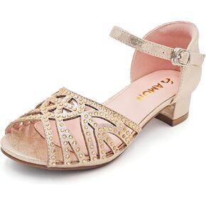 Amoji Girl Bow Dress Shoes Girl High Heels Flower Wedding Shoes KID417