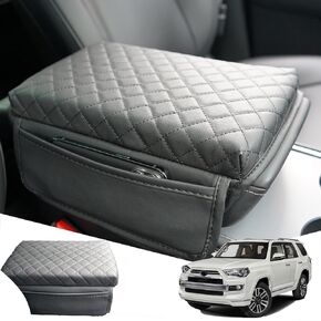 2024 New Car Center Console Cover for Toyota 4Runner 2010-2024, Black Leather Car Armrest Cover Cushion with 2 Storage Bags for Toyota 4Runner Car Accessories 2024 2023 2022 2021 2020 2019