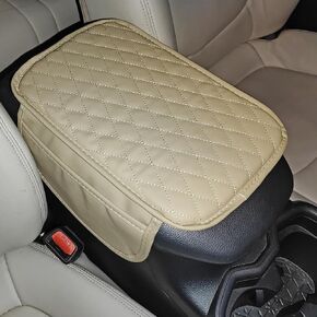 Upgraded Car Center Console Cover, Microfiber Leather Car Armrest Cover with 2 Storage Bags, Universal Console Armrest Cover Protector Pad Cushion for Most Car Vehicle Truck SUV (Black #)