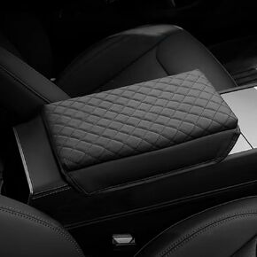 Center Console Armrest Cover Compatible with 2017-2024 Tesla Model Y 2016-2023 Model 3, PU Leather Armrest Box Cushion Protector Accessories (Not fit for Tesla Model 3 2024)