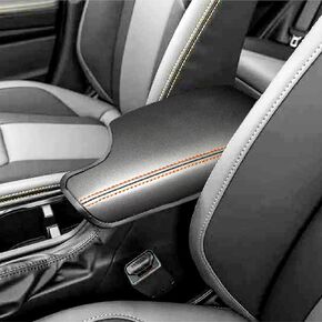 SENSHINE Center Console Armrest Cover for Subaru Crosstrek Accessories 2018 2019 2020 2021 2022 2023 Impreza 2017-2023 Leather Console Cover Arm Box Lid Middle Seat Protector Pad (Orange Trim)