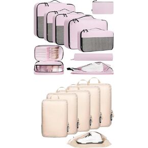 BAGAIL 6 Set Ultralight Compression Packing Cubes and 9 Set Packing Organizer
