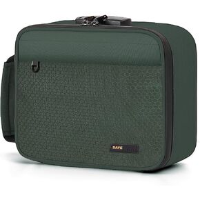 Storage Bag With Combination Lock, Carbon Lining Locking Storage Bag Lockable Organizer Cases Removable Dividers Water Resistant Zipper Great Choice for Travel (Green)