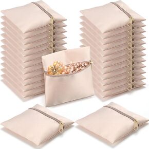Kenning 50 Pcs Jewelry Pouch 9.5 x 9.5 cm Jewelry Packaging Bag Cotton Jewelry Bags with Zipper Small Jewelry Gift Bag Box for Women Bracelet Necklace Packaging Travel Business Trip