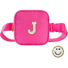 Monogrammed Mini Fanny Waist Pack Personalized Initial Letter Crossbody Belt Bag Purse for Teen Girls Women Trendy Stuff Birthday Gifts Pink-M