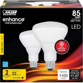 مصابيح إضاءة LED كهربائية BR30 من Feit، ما يعادل 85 وات، خرج عالي، مصابيح غامرة داخلية، 1100 لومن، قابلة للتعتيم، 2700 كيلو أبيض ناعم، قاعدة E26 يمكن لمبات الإضاءة، عبوتان، BR30DMHO/927CA/2