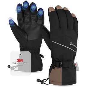 KUTOOK Winter Ski Gloves 5-Finger Touchscreen 3M Thinsulate with Pocket for Men Women Cold Weather Skiing Cycling Hiking