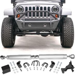For JK Dual Steering Stabilizer, N3 Dual Steering Stabilizer Kit for Jeep Wrangler JK 2007-2018 with 2" of Lift or Higher, Replace for 8734930