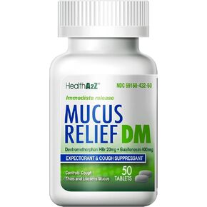 HealthA2Z® Mucus Relief DM | Dextromethorphan HBr 20mg | Guaifenesin 400mg | Cough, Immediate Release, Uncoated (200 Count (Pak of 1))
