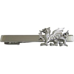 Kiola Designs Silver Toned Textured Welsh Dragon Square Tie Clip
