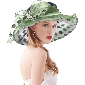 Z&X Organza Church Fascinator Wedding Tea Party Derby Hats for Women Flower Wide Brim Sun Hat