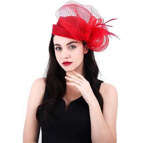 Women Fascinators Derby Church Tea Party Wedding Flower Feathers Headpiece with Headband Clips