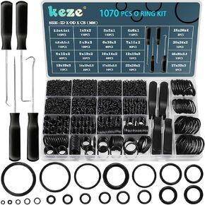 KEZE 595 Pcs Air Conditioning O Ring Kit,36 Size Seal Rubber O-Rings Assortment Set for Compressor Automotive A/C Plumbing Repair ID:3-22mm (Green)