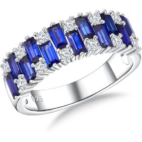 Womens Eternity Wedding Bands 925 Sterling Silver Band Gemstone Engagement Ring 7mm Wide Anniversary Jewelry Birthstone Rings Size 6 to 10