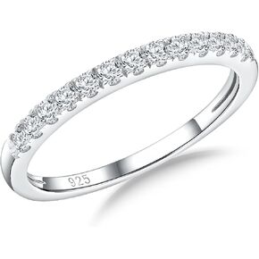 925 Sterling Silver Birthstone Rings for Women Wedding Band Created Gemstone Half Eternity Stackable Engagement Ring Anniversary Band Size 6 to 10 in Saudi Arabia