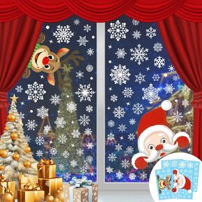510Pcs Snowflake Window Clings, 10 Sheets Christmas Window Clings, White Window Stickers, Double-Sided Reusable Window Decals for Glass Windows