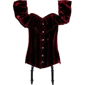 Daisy corsets womens Dark Red Velvet Off-the-shoulder Steel Boned Corset