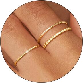 TLY Gold Silver Rings for Women Non Tarnish Dainty Thumb Stackable Ring Set 18K Gold Plated Thin Cute Knuckle Pinky Finger Rings Promise Engagement Wedding Band Rings Size 5 6 7 8 9 10 Trendy Jewelry Gift for Christmas