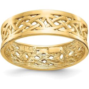 Diamond2Deal 14k Yellow Gold Celtic Knot Band Ring Size 7