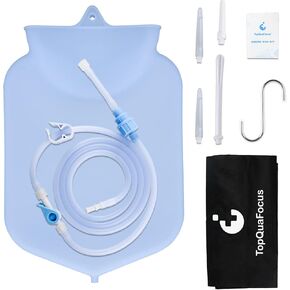 TopQuaFocus 4Qt Large Enema Bag Kit for Colon Cleaning Silicone Coffee Enema Bag Reusable - 6.5ft Long Tube Clear Colonic Cleanse Enemas for Women BPA & Phthalates Free…