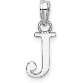 Solid 14K White Gold J Block Initial Letter Alphabet Charm Pendant