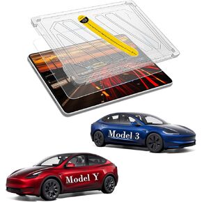 GoldPig Tempered Glass Screen Protector for Tesla Model Y（2024~2020）/Model 3（2023~2017）, Easy Installation Tray,Anti-Glare, Fingerprint Resistant