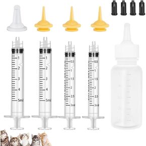 Pet Feeding Silicone Nipple with Bottle and Syringes for Puppy Dog Cat or Other Pets (Model 1)