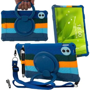 Tablet Case for Teclast P50 11 inch Soft Anti-Stress Silicone Case with 360° Rotate Stand/Pencil Holder/Shoulder Strap/Pen for Teclast P50 (Colorful Light Blue)