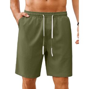 COOFANDY Men's Casual Shorts Elastic Waist Drawstring Summer Beach Shorts Lightweight Flat Front Short with Pockets