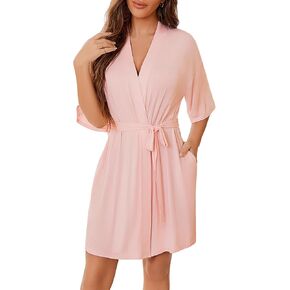 ADOME Womens Robe Lightweight Kimono Robes Short Knit Bathrobe Soft Sleepwear Ladies Loungewear
